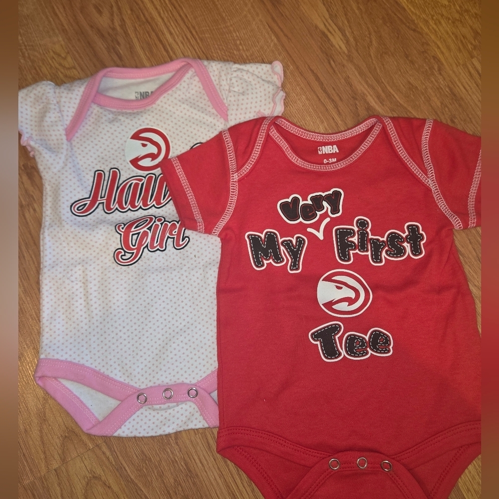 NBA Atlanta Hawks Baby Girl Fan 0-3m 2pc Bodysuit NEW 100% Cotton
